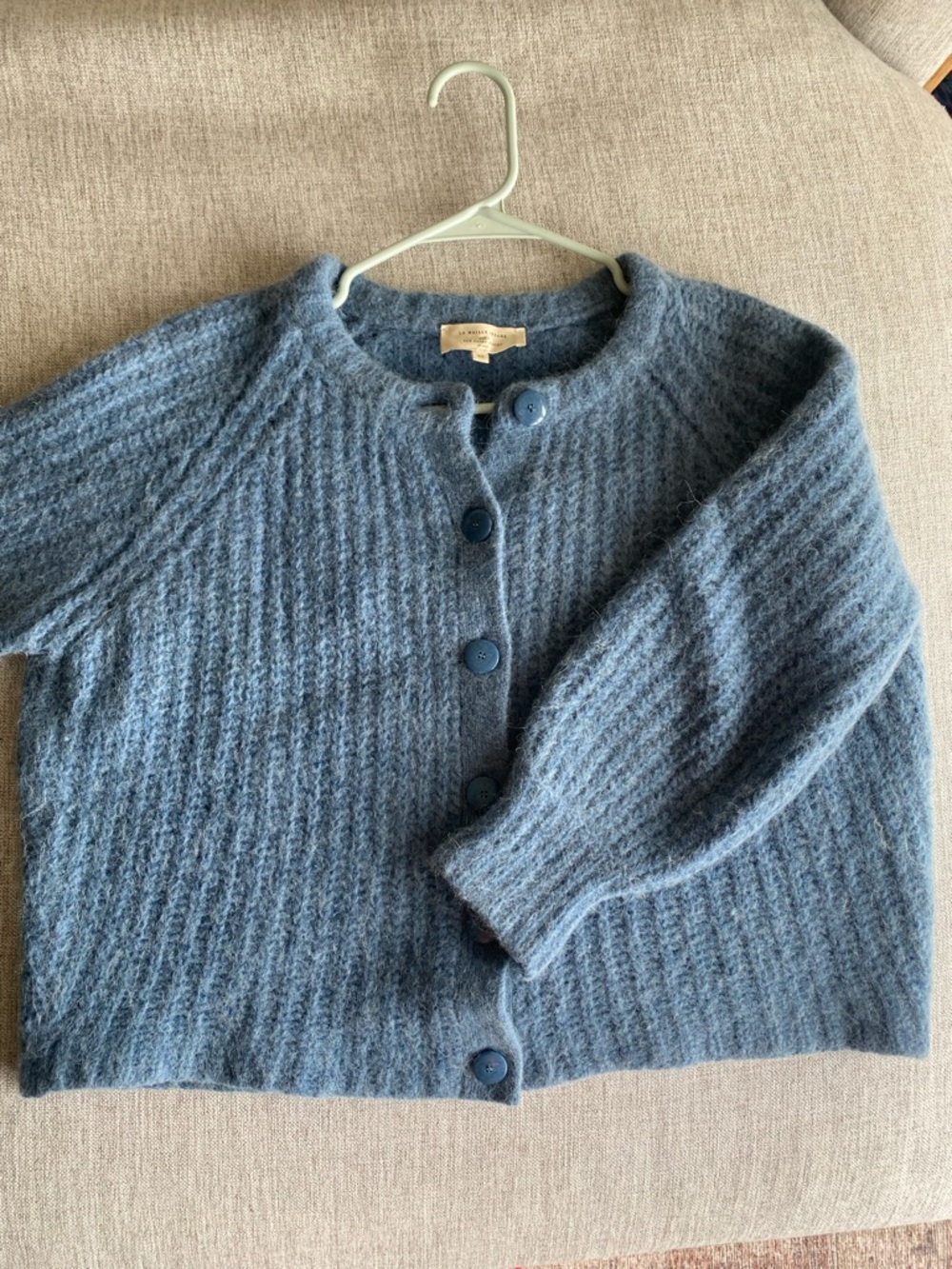 Sezane Soft Blue Button-Front Cropped Cardigan - Picture 4 of 8